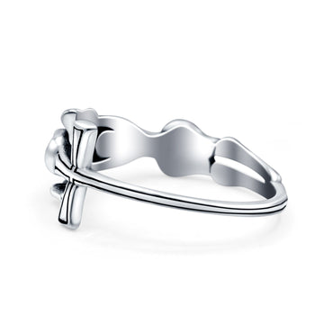 Skeleton Oxidized Band Solid 925 Sterling Silver Ring (9mm)